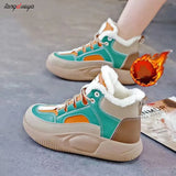 Winter Woman Sneakers Casual Ankle Boots Woman Warm PU Plush Platform Snow Boots Light Keep Warm Ladies Shoes Botas