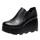 Breakj A Foot Pedaled Women's Shoes Thick Sole Waterproof Slope Heel Single Shoes With Deep Mouth Loose Cake Shoes Ladies Round Head Casual