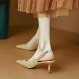 Size 34-40 Women Sandals 2023 Genuine Leather Sexy Thin Heels Shoes For Women Backsling Summer Sandalias Office