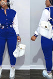 Pink Printed Baseball Coat Pants Two Piece Sets Spring Fall Outfits Womens Track Suits Casual Fashion Streetwear