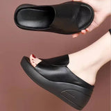 New Open Toe Sexy Solid Thick Sole Slope Heel Slippers for Women Outwear Comfortable Platform Women's Single