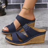 Breakj Bottom Round Head One-Word Wear 2025 New Summer Slope And Large-Size Women's Fashion Cold Slippers