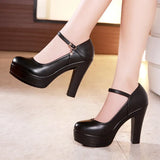 Round Head Red High Heel Professional Work Shoes Thick Heel Waterproof Table Single Shoes Model Cheongsam Catwalk
