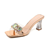 Slippers Women's Sandals Diamond Clear Crystal Thick Heels New Sandals And Slippers Fashionable For Women In The Summer Of