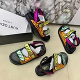 Breakj Round Head Magic Stickers Women's Large-Size T-Cool Beach Sandals 43
