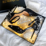 Breakj And Autumn Bride 18-Year-Old Crystal Princess Rite Bowed Men's High Heels Women With Fine Heel