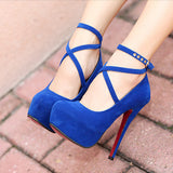 Breakj And Autumn 2024 New High-Heeled Shoes Large Fashion Velvet Waterproof Table Women's Shoes Tied With Thick Soles Single Shoe