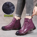 Shoes Cotton Shoes Leather Women's Shoes Winter Ankle Boots Middle-Aged Warm And Velvet Anti-Slip Comfortable Elderly Leather