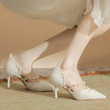 Baotou Sandals Female Shallow Thin Heel High Sense Niche 2023 New French Pointed Single
