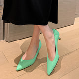 Size 33-40 Women Pumps Real Leather 2023 Summer Low Heels For Ladies Pointed-Toe Sexy Kitten Heel Shoes Luxury