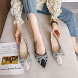 New Ballet Flats Shoes for Women Fashion Rhinestones Bow Flat Footware Female Plus Size Moccasin Boat Shoes Chaussure