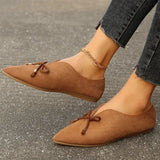 Women's Shallow Large-Size Flat-Soled Women's Shoes New Soft Soles Comfortable Bow Tip Korean Version Of Low-Helper