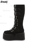 Design Gothic Style INS Hot Sale Great Quality Fashion Motorcycle Boots Big Size 34-50 Wedges Buckles Platform