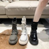 Breakj And Cool Korean Version Of Martin Boots Winter Plus Velvet 2025 New Knitted Elastic Socks Boots Showing Thin Skin Short