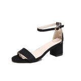 Breakj Summer Breathable Women's Sandals New Simple Women's Shoes In The Heel With Buckle Thick Heel Sandals