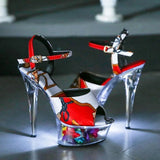 34-43 Nightclub LED Light High Heels Sandals Luminous Shoes Catwalk Pole Dancing Shoes Crystal Clear Platform