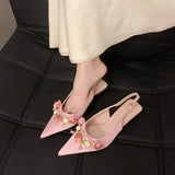 Breakj Design Temperament Sweet High Heels 2025 New Fine Heel Shoes French Lady Pointed Women's