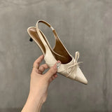 Breakj Version Of The Bow Tip Tip Heel High Heels 2025 New Spring And Summer Temperament Famous Slime Head Cold