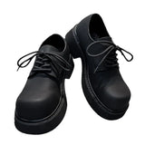 Breakj Wind Small Leather Shoes Thick Sole Increased Spring And Autumn New Lace-Up Happy Shoes Versatile Casual Leather Shoes