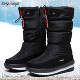 Women Winter Boots Platform Snow Boots Waterproof Non-slip Thick Plush Warm Mid-calf Boots for Women Winter Shoes Botas