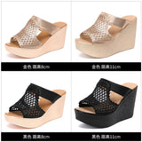 High Heel Slippers For Women In Summer 2023 Fashion Wear Muffin Thick Soles Waterproof Table Large Fish Mouth Women's