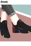 Style Casual Women's Sports Vulcanize Shoes Mesh Breathable Flying Woven Soft Sole Walking Platform Sneakers Women Tennis