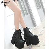 Size 43 INS Hot Sale Women's Boots 2023 Solid High Heel Ankle Boots Platform Quality Fashion Punk Goth Women Shoes