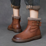 Breakj Cowhide Lamb Wool Snow Boots Women Winter New Warm Plus Cotton Boots Retro Leisure Short