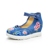 Breakj Not Include Shoe Box Single Shoes Full Size Inside Raised 5 Cm High Heels Embroidered Cloth Shoes Spring And Summer Women's
