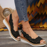 Breakj New Summer Women's Slope Sandals Large Thick Bottom Slope And Fish Mouth Sandals Belt