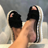 A Word Beach Slippers Women Thick Bottom Slope And Hemp Rope Large Size Cold