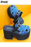 High Heels Women's Sandals 2023 Simply Style Roma Platform Sandals Round Toe Hollow Out Comfy Walking Ladies Shoes