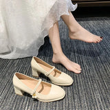 Breakj Net Red Soft Soles Do Not Tired Korean Women's Singles Shoes One-Word Buckle With A Niche Design Sense Mary Jane