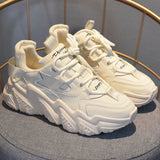 White Women Shoes New Chunky Sneakers for Women Lace-Up White Vulcanize Shoes Casual Fashion Dad Shoes Platform