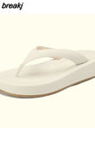 Size 34-40 Women Sandals Summer 2023 Fashion Flip Flops Real Leather Low Heels Shoes Platform Slippers Ladies