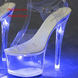 34-43 Nightclub LED Light High Heels Sandals Luminous Shoes Catwalk Pole Dancing Shoes Crystal Clear Platform