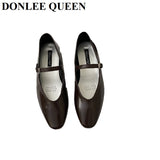 Spring Autumn Flats Shoes Women Niche Design Sense Shallow Round Toe Retro Almond Head Cross Strap Flat Mary Jane