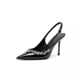 Breakj Sister Style Personality Black High Heels 2025 New Pointed Sexy Water Drill Beautiful Temperament