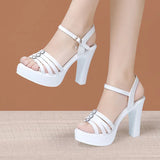 Heels, Thick Heels, Fish Mouth Sandals, Women's 2023 Summer New Thick Soles With White Large Soft Soles Open Toe