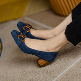 Breakj New Style ~ Retro High-Heeled Women's New Square Commuting Wind Coarse Heel Single Shoes