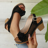Breakj Flower High-Heeled Sandals Women 2025 Summer New Fashion Coarse Heel Buckle With Women's