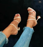 New Summer Women Sandals Square Toe Ladies Heel Mules Sexy High Heels Sandal Slippers Female Fashion Woman