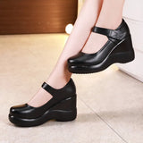 Head High Heel Waterproof Platform Single Shoes Large Size 43 Velcro Thick Soles Middle-Aged And Elderly Mother Shoes Women's