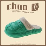 Breakj Fur Couple Cotton Slippers Women Wear Detachable Warm Waterproof And Velvet Indoors
