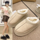 Breakj Boots Women's Fur Integrated 2025 New Autumn And Winter Plus Velvet Warm Cotton Shoes Bales Half-Dragging Hair