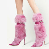 Breakj Haired Boots 2025 Autumn/Winter Tip Fine And Warm Cowhide Fox Hair Fine High