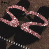 Summer Women Sandals Roman Diamond One-line Slippers Women Comfortable Breathable Flat-bottomed Large Size Non-slip