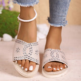 2025 Summer New Fashion Water Drill Thick-Bottomed Slippers Casual Round Head Canvas Light