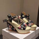 Breakj Hee Women's Sandals Fruit Pattern High Heel Sandals Women 2025 Spring And Summer New Word Fish Mouth Bow Women's