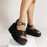 Breakj Summer New Gothic Sandals Punk Hottie 9Cm Spider Web Embroidery Spider Buckle Women's